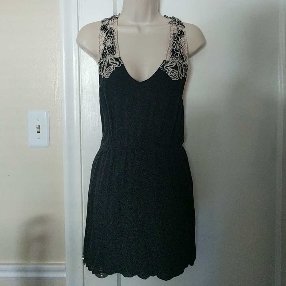 Lush Summer Dress Black Embroidery Size Small